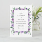Amethyst Pioenblad Bruiloft Kaart (Staand voorkant)