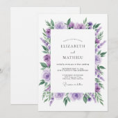 Amethyst Pioenblad Bruiloft Kaart (Voorkant / Achterkant)