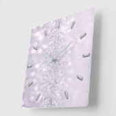 Amethyst Plum Glitter Grey Metal Abstract Lavender Vierkante Klok (Hoek)
