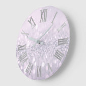 Amethyst Plum Glitter Grey Metal Roman Numbers Grote Klok (Hoek)