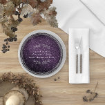 Amethyst Plum Silver Floral Wreath Wedding Glitter Papieren Bordje<br><div class="desc">Volgens klassieke Pantone-kleuren. Dit papieren bord kan gepersonaliseerd worden voor elke speciale gebeurtenis zoals bruiloft,  trouwdag,  vrijgezellenfeest,  diner,  verloffeest,  verjaardagsfeest en nog veel meer.</div>
