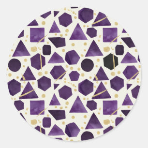 Amethyst & Plum Waterverf Geometrisch Patroon Ronde Sticker