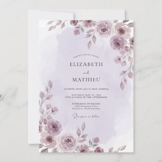 Amethyst Pr Plum Bloem Bruiloft Kaart (Voorkant)