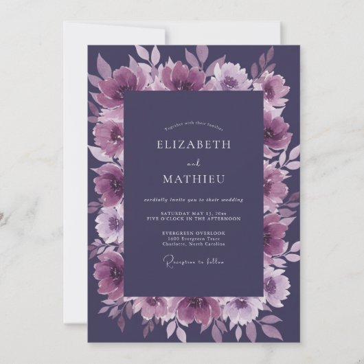 Amethyst Pr Plum Paarse Trouw Kaart (Voorkant)