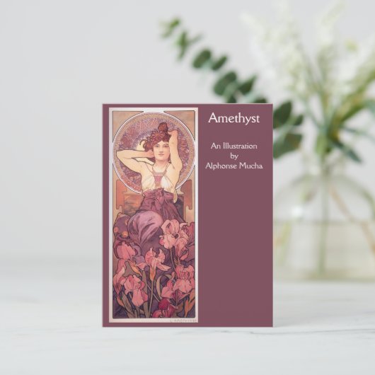 Amethyst Precious Stones Alphonse Mucha Briefkaart (Staand voorkant)