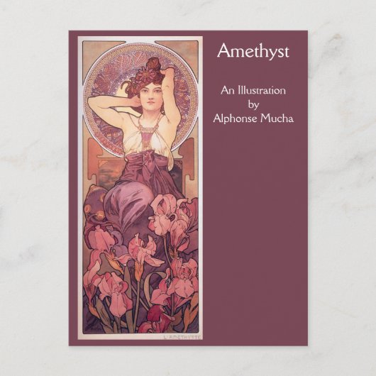 Amethyst Precious Stones Alphonse Mucha Briefkaart (Voorkant)