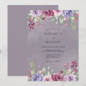 Amethyst Pruim Ranunculus Salie Bruiloft Kaart (Voorkant / Achterkant)
