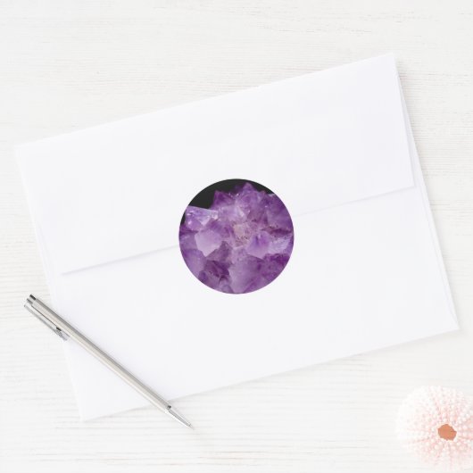 Amethyst Raw Stones Ronde Sticker (Envelop)