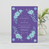 Amethyst Romantische Bloemige Bruiloft Kaart (Staand voorkant)