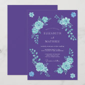 Amethyst Romantische Bloemige Bruiloft Kaart (Voorkant / Achterkant)