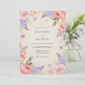 Amethyst Roze Bloem Bruiloft Kaart (Staand voorkant)