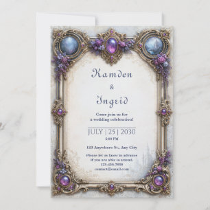 Amethyst Roze Kasteel Bruiloft Kaart