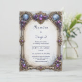 Amethyst Roze Kasteel Bruiloft Kaart (Staand voorkant)