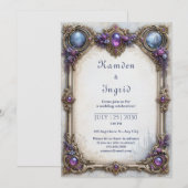 Amethyst Roze Kasteel Bruiloft Kaart (Voorkant / Achterkant)