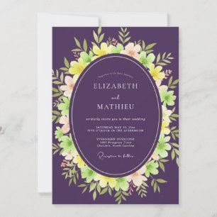 Amethyst Roze Loof Eucalyptus Bruiloft Kaart