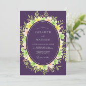 Amethyst Roze Loof Eucalyptus Bruiloft Kaart (Staand voorkant)