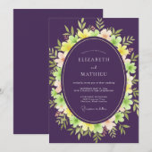 Amethyst Roze Loof Eucalyptus Bruiloft Kaart (Voorkant / Achterkant)