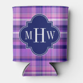 Amethyst roze marine Wht Preppy Madras Monogram Blikjeskoeler (Voorkant)