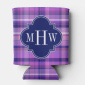 Amethyst roze marine Wht Preppy Madras Monogram Blikjeskoeler (Achterkant)