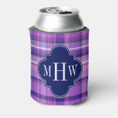 Amethyst roze marine Wht Preppy Madras Monogram Blikjeskoeler (Blikje Achterkant)