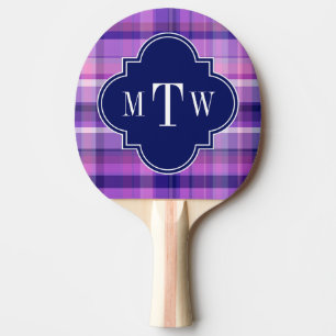 Amethyst roze marine Wht Preppy Madras Monogram Tafeltennisbatje