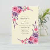 Amethyst Roze Pioen Trouwdag Kaart (Staand voorkant)