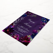 Amethyst Saffier Edelsteen Tinten Achternamen Trou Folie Uitnodiging (Gedraaid)