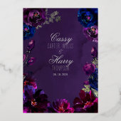 Amethyst Saffier Edelsteen Tinten Achternamen Trou Folie Uitnodiging (Achterkant)