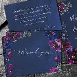 Amethyst Saffier Navy Juweeltoon Trouw Plat Bedankkaart