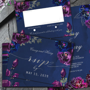 Amethyst Saffier Navy Juwelen Tinten Trouw Mail In RSVP Kaartje