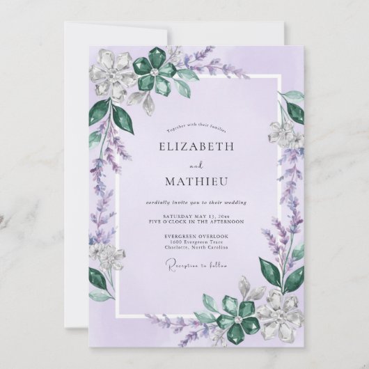 Amethyst Salie Wisteria Bruiloft Kaart (Voorkant)