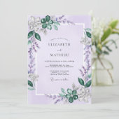 Amethyst Salie Wisteria Bruiloft Kaart (Staand voorkant)