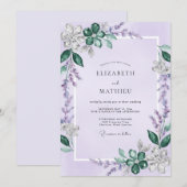 Amethyst Salie Wisteria Bruiloft Kaart (Voorkant / Achterkant)