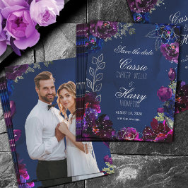 Amethyst Sapphire Navy Jewel Tone Foto Save The Date