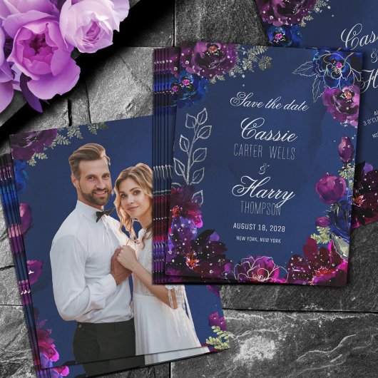 Amethyst Sapphire Navy Jewel Tone Foto Save The Date