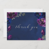 Amethyst Sapphire Navy Jewel Tone Wedding Flat Bedankkaart (Voorkant)