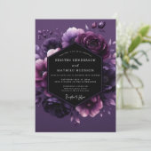 Amethyst Schemerende Bloemen Bruiloft Kaart (Staand voorkant)