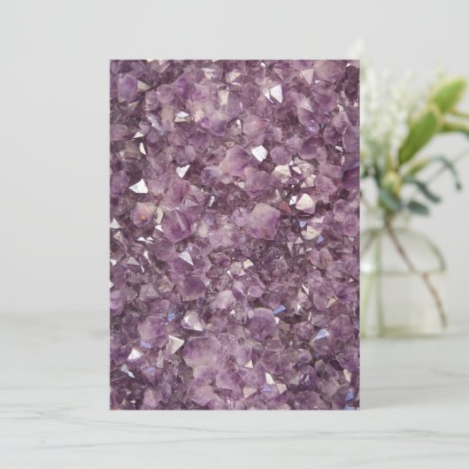 Amethyst Semi Precious Stone Invitation Kaart (Staand voorkant)