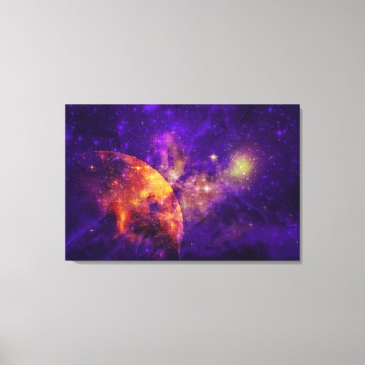 Amethyst Sky, Golden Planet n Nebula Canvas Print (Voorkant)