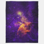 Amethyst Sky, Golden Planet n Nebula Fleece Blanke Deken (Voorkant)