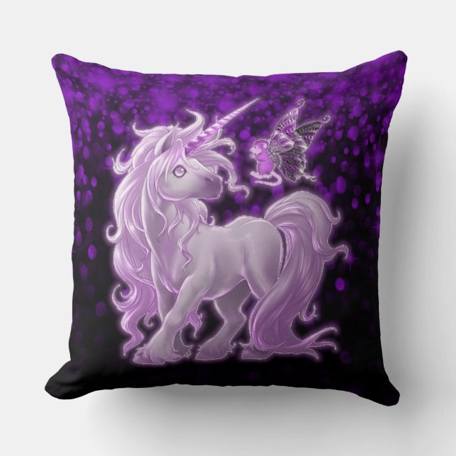 Amethyst Sparkle roze Unicorn Kussen (Voorkant)