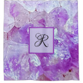 Amethyst Sparkles Paars Quartz Gemstone Monogram Douchegordijn (Voorkant)