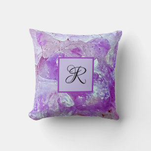Amethyst Sparkles Paars Quartz Gemstone Monogram Kussen