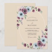 Amethyst Stalen Ranunculus Eucalyptus Bruiloft Kaart (Voorkant / Achterkant)