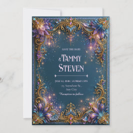 Amethyst Starlight Filigree Bruiloft Kaart