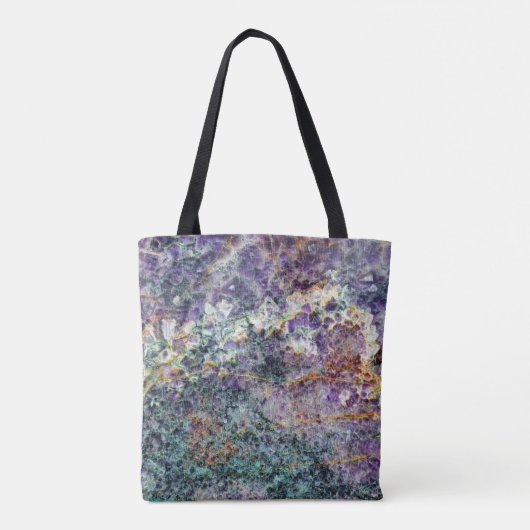 amethyst-steen textuurpatroon rotsgem mineraal am tote bag (Achterkant)