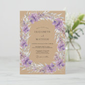 Amethyst Tan Bladerige Trouw Kaart (Staand voorkant)