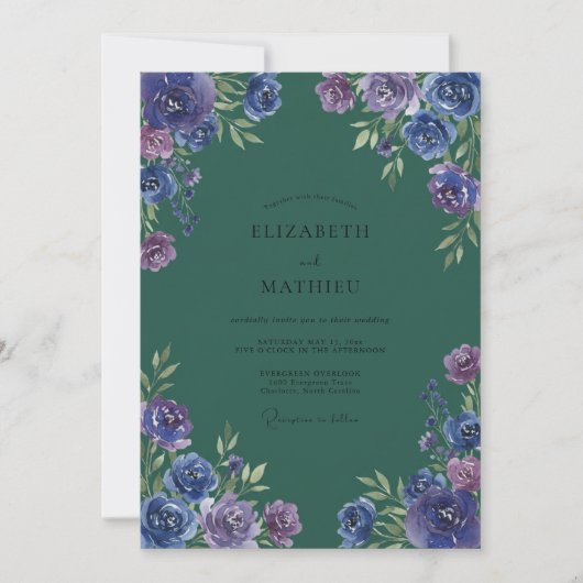 Amethyst Teal Ranunculus Gedempte Eucalyptus Bruil Kaart (Voorkant)