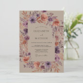 Amethyst Terracotta Wildflower Bruiloft Kaart (Staand voorkant)