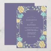 Amethyst Turquoise Ranunculus Eucalyptus Bruiloft Kaart (Voorkant / Achterkant)